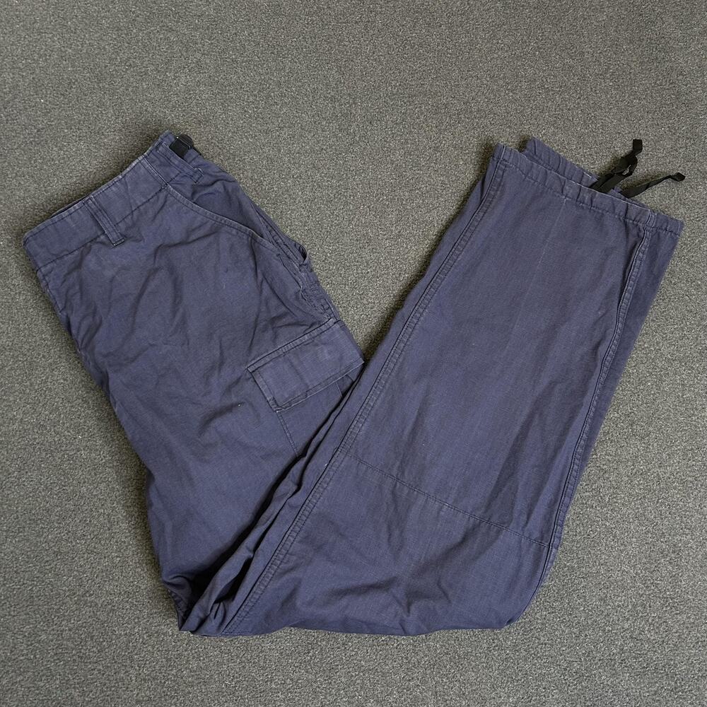 US Military Cargo Pants Mens Large Blue Ripstop Adjustable Waist Army Tactical